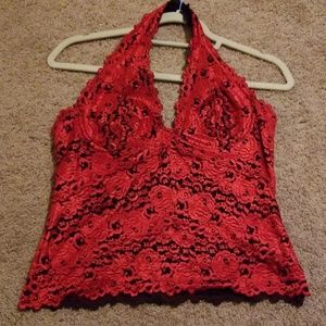 3/$25 TD4 red lace halter top bralette